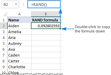 How to randomize a list in Excel: sort randomly cells, rows and columns