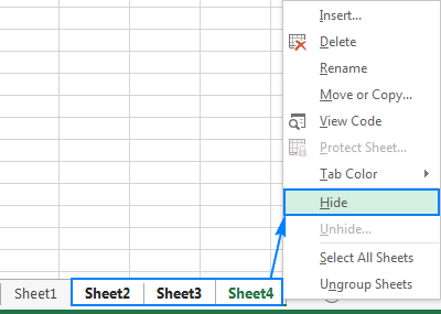 How to hide sheets in Excel
