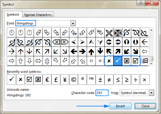 How to insert a tick symbol (checkmark) in Excel