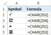 How to insert a tick symbol (checkmark) in Excel