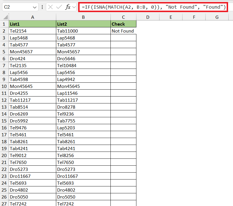 compare-two-columns-in-excel-for-matches-differences-3-useful
