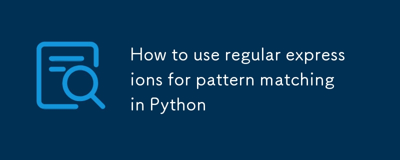 How to use regular expressions for pattern matching in Python-Python ...
