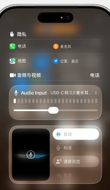 iPhone麦克风模式页面中显示语音突显选项,用于开启语音隔离