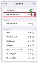 iPhone Wi-Fi 列表中显示当前网络和信息按钮