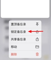 备忘录更多菜单中显示锁定备忘录选项并带锁形图标