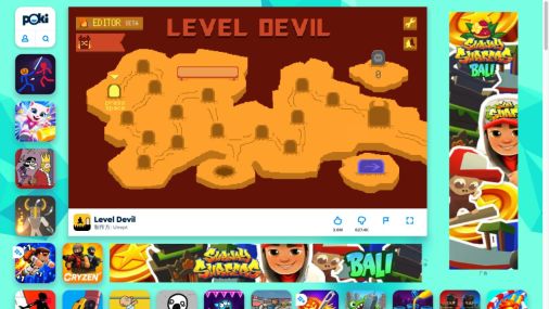 Poki Level Devil 详情页游戏画面与控件
