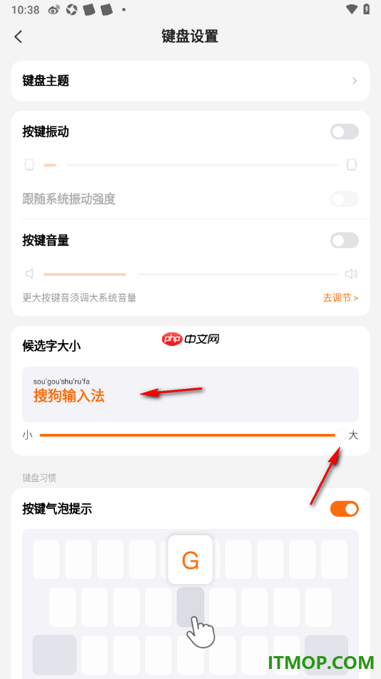 搜狗输入法手机版设置将键盘中候选字调大显示的方法