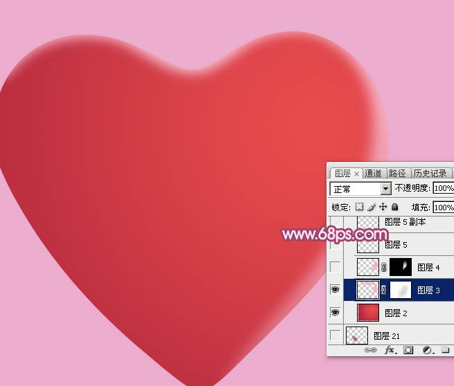 photoshop设计制作一个漂亮的红色水晶立体心形教程