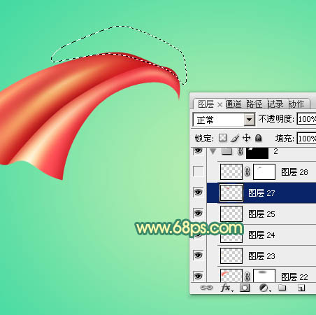 Photoshop设计制作漂亮的妇女节红色飘带字