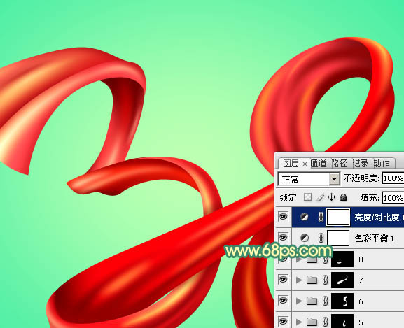 Photoshop设计制作漂亮的妇女节红色飘带字