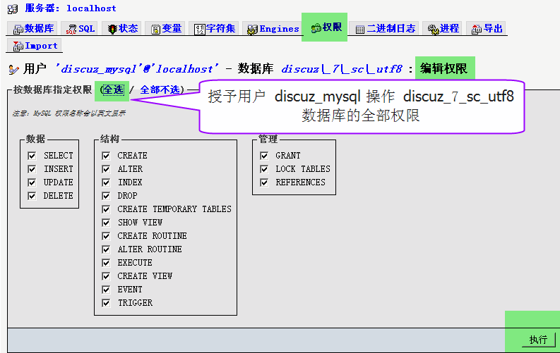 mysqlでデータベースにクロスパーミッションを設定する方法例を詳しく解説