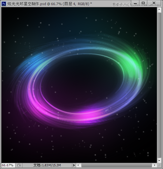Photoshop滤镜制作绚丽抽象的光环星空特效