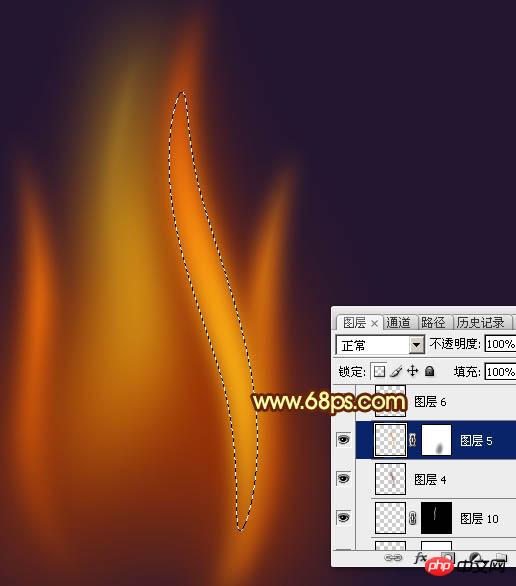 Photoshop制作一团漂亮逼真燃烧的小火焰