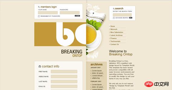 breaking-on-top-css-xhtml-template