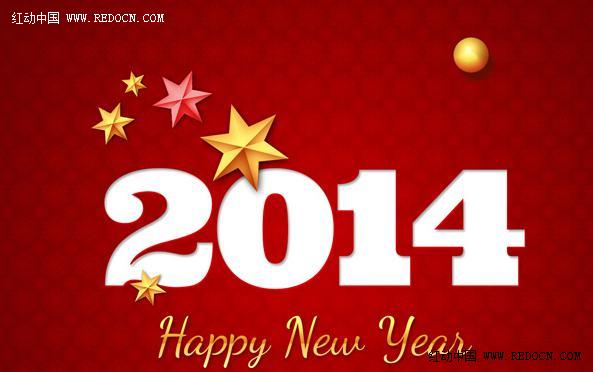Photoshop制作非常简洁喜庆的红色2014新年贺卡