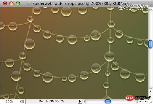 Photoshop打造挂满露珠的蜘蛛网