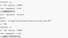 oracle12는 사용자 지정 테이블 공간(코드)을 생성합니다.