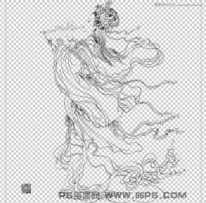 Photoshop使用选区和应用图像快速抠出手绘线稿图两种方法