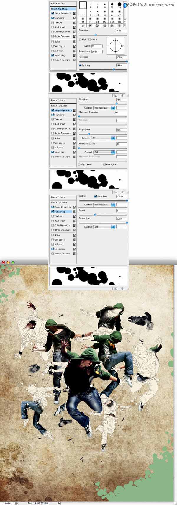 Photoshop设计创意风格的舞者插画海报教程