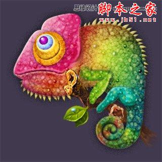 photoshop绘制趴在树梢的逼真变色龙图标教程