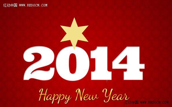 Photoshop制作非常简洁喜庆的红色2014新年贺卡
