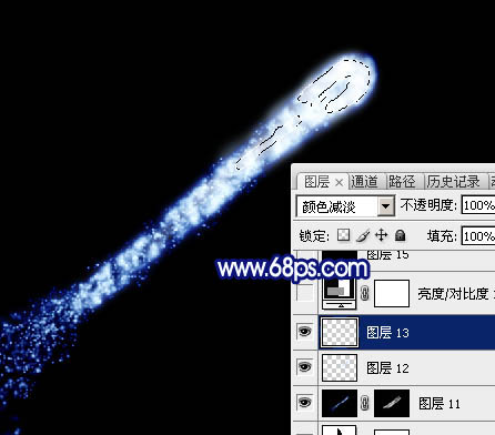 Photoshop设计制作漂亮的蓝色发散流星