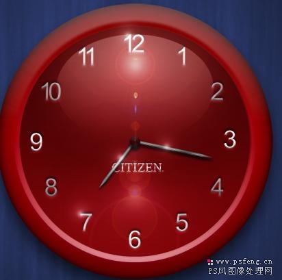 Photoshop 漂亮的红色水晶壁钟