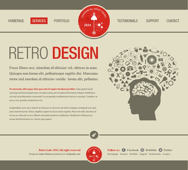 PS Web Design Tutorial XXV – Old-fashioned combination layout designed using Photoshop