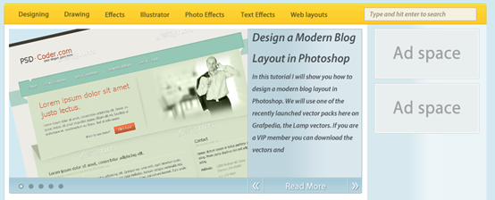 PS网页设计教程X——在PS中设计摩登的博客布局 