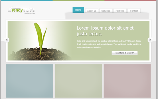 PS网页设计教程XI——在PS中创建柔和的绿色环保的网页布局 