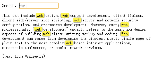 jQuery-Methode zum Hervorheben von Webseiten-Schlüsselwörtern
