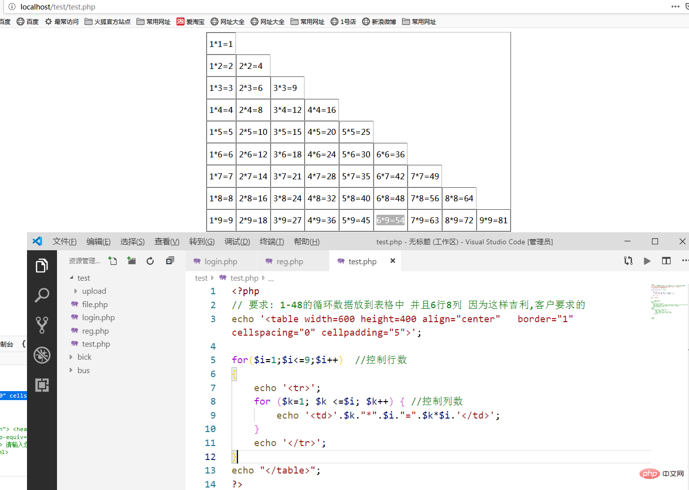 php 怎么实现99乘法表插图1