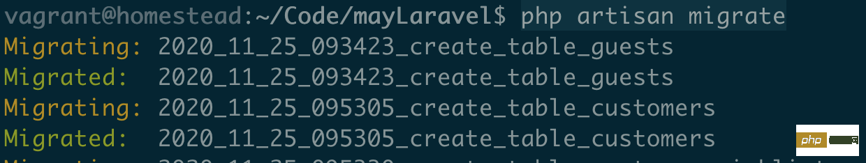 laravel創建數據表（使用命令行結合代碼）