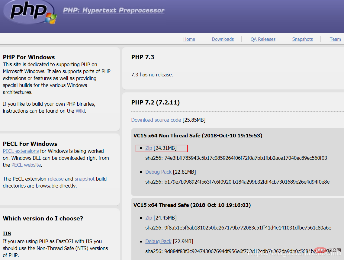 How to install php environment in win10