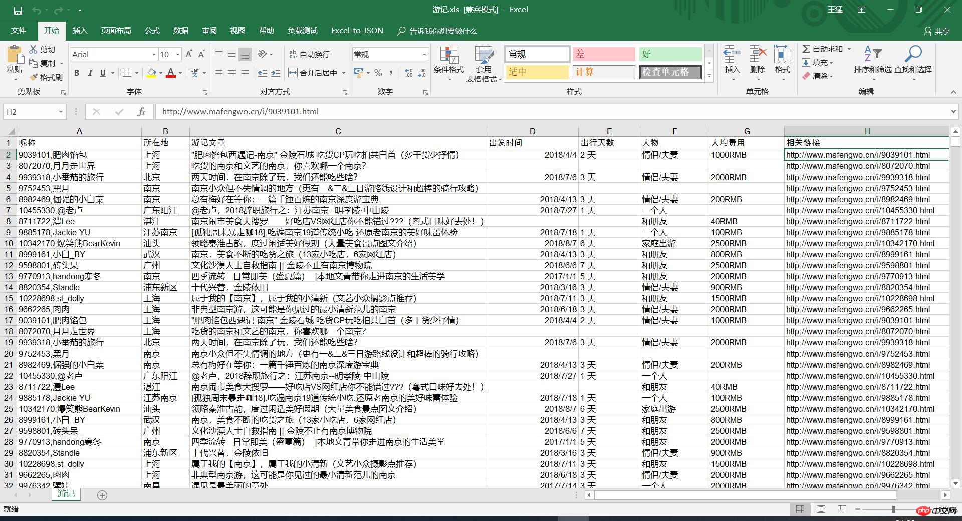 游记数据
