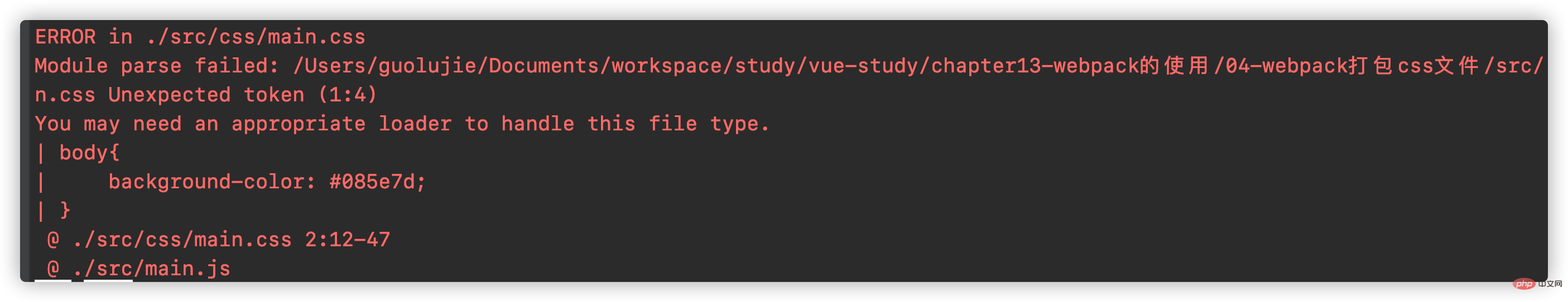 What files can vue webpack package?