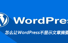 怎么让WordPress不显示文章摘要