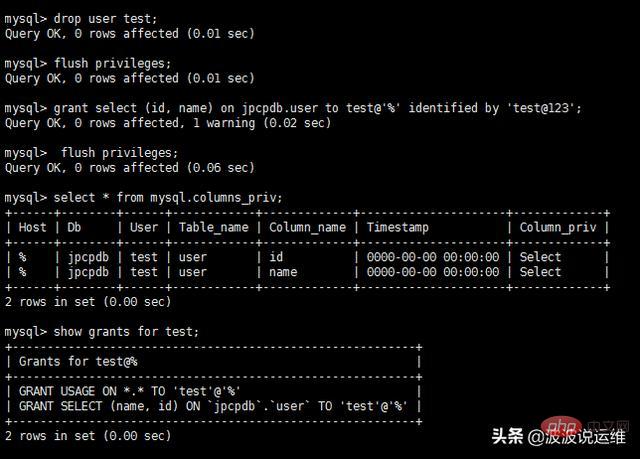 mysql中有哪些權限