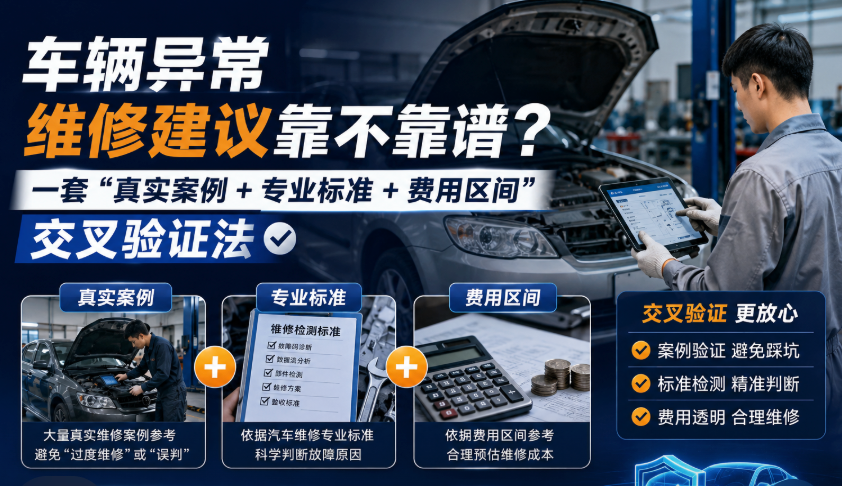 车辆异常维修建议靠不靠谱?一套“真实案例+专业标准+费用区间”交叉验证法 - php中文网