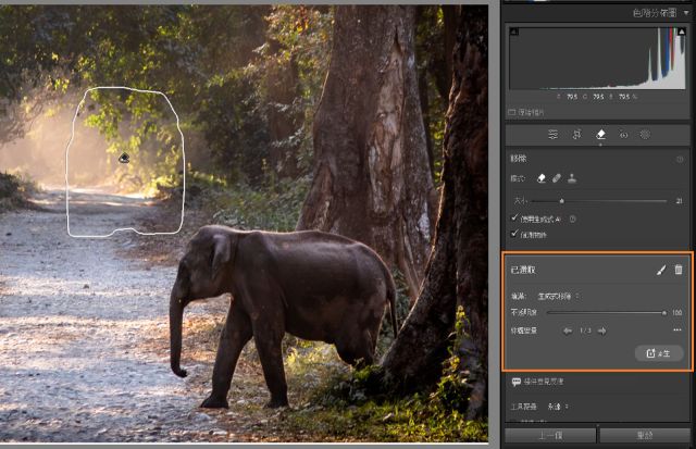 Lightroom Classic适用Windows的中文生成式移除结果,车辆位置已补齐,变体1共3与左右切换箭头可见