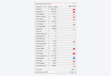 GPU-Z RTX 5070 Sensors完整页面显示频率、温度、风扇、功耗和负载 - GPU-Z传感器参数多少算正常_GPU-Z传感器读数判断与使用场景说明 - php中文网