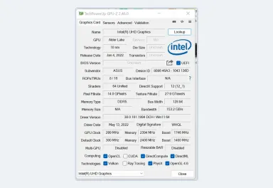 GPU-Z笔记本核显参数页,显存容量为空属于共享内存特征 - GPU-Z怎么看核显信息_GPU-Z核显识别与设备选择教程 - php中文网