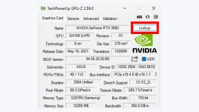 GPU-Z Windows Graphics Card页显示RTX 3060名称、GPU核心、Device ID和Lookup按钮 - GPU-Z怎么检测显卡 - php中文网