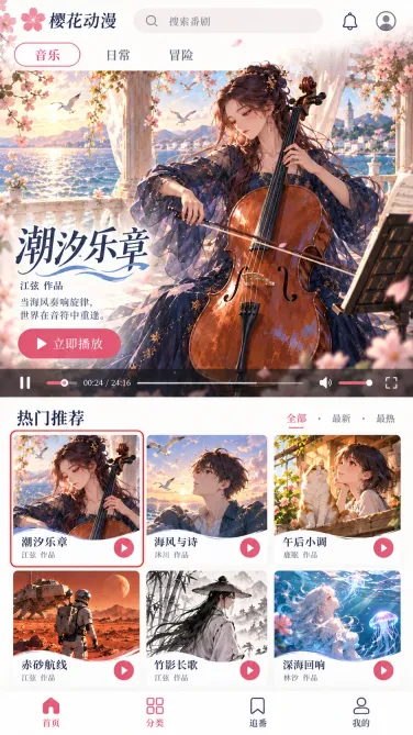 樱花动漫原创题材界面:潮汐乐章
