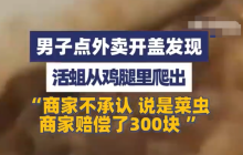 黔南外卖鸡腿竟爬活蛆 商家辩解后赔300元