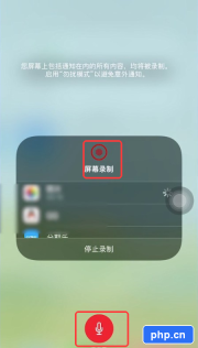 屏幕录制进行中界面中红框标出录制状态和红色麦克风图标