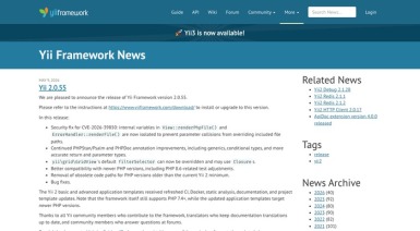Yii Framework 2.0.55 发布：修复CVE安全问题