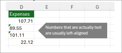 Excel中以文本存储的数字出现绿色提示