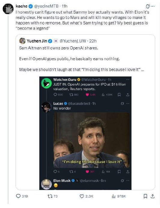 奥特曼回应OpenAI上市质疑:后悔当初没要股权,否则能少点阴谋论