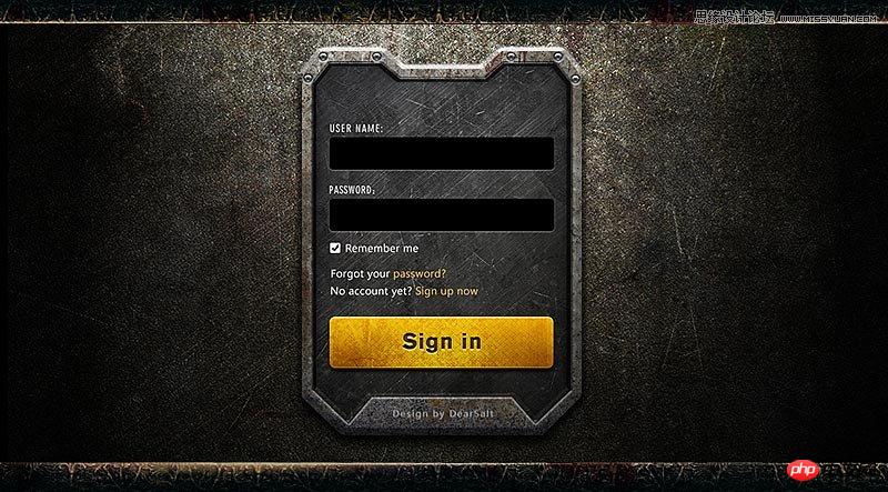 Photoshop制作颓废质感的游戏网页登陆框